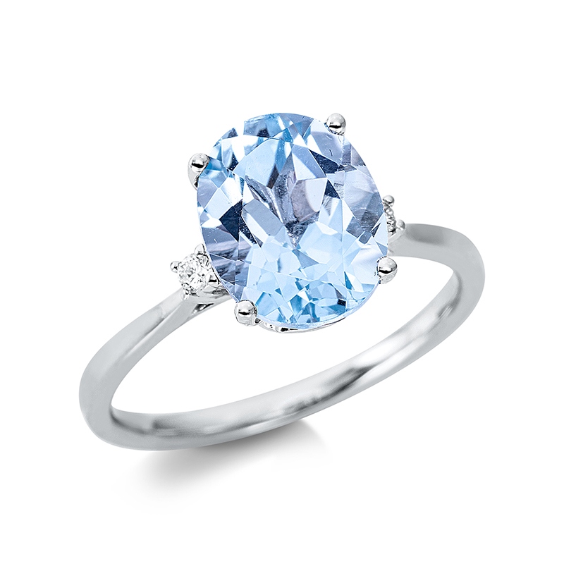 Image 90000477 - Ring 4er-Krappe 18 kt WG, 2 Brillanten 0,04 ct, TW-si, 1 Topas 3,35 ct sky blue, H:8,4 ...
