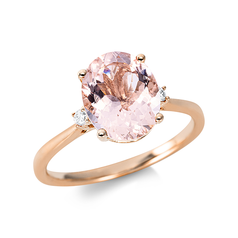 Image 90000478 - Ring 4er-Krappe 18 kt RG, 2 Brillanten 0,04 ct, TW-si, 1 Morganit 2,19 ct rosé, H:8,4 ...