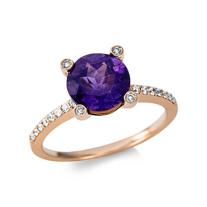 Image 90000484 - Ring 4er-Krappe 18 kt RG, 4 Brillanten 0,03 ct, TW-si, 32 Brillanten 0,19 ct, TW-si, 1 ...
