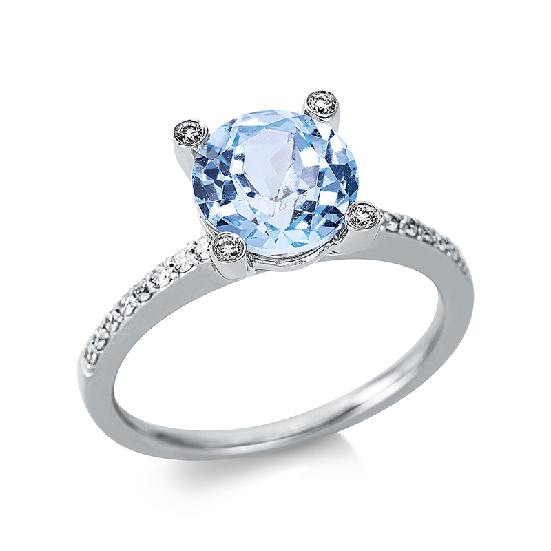 Image 90000487 - Ring 4er-Krappe 18 kt WG, 4 Brillanten 0,03 ct, TW-si, 32 Brillanten 0,19 ct, TW-si, 1 ...