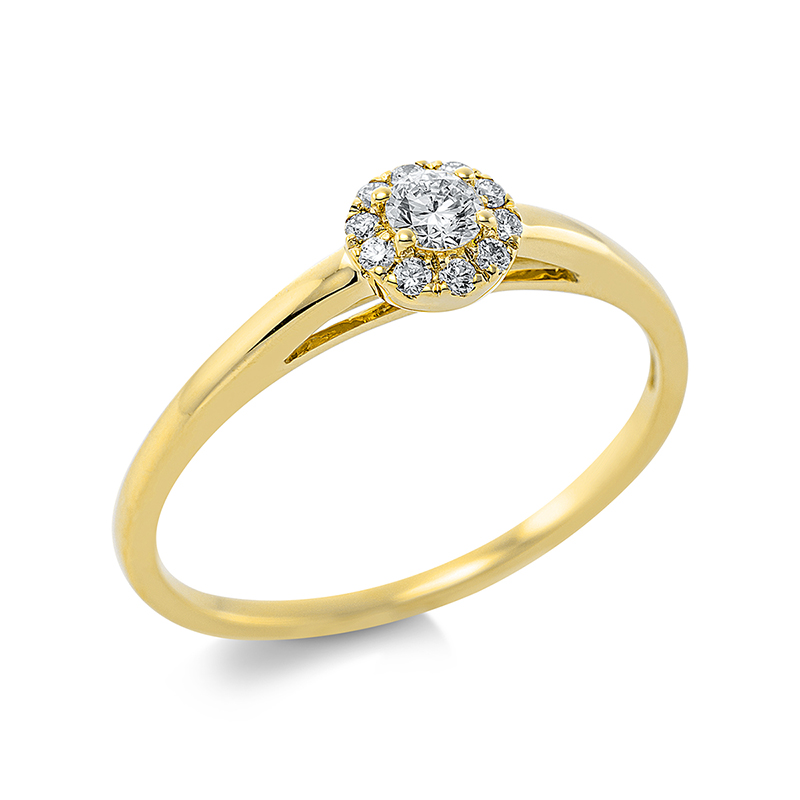 Image 90000490 - Ring 18 kt GG, 1 Brill. 0,11 ct, TW-si, 10 Brillanten 0,07 ct, TW-si, H:5,4 mm, B:5,1 mm, ...