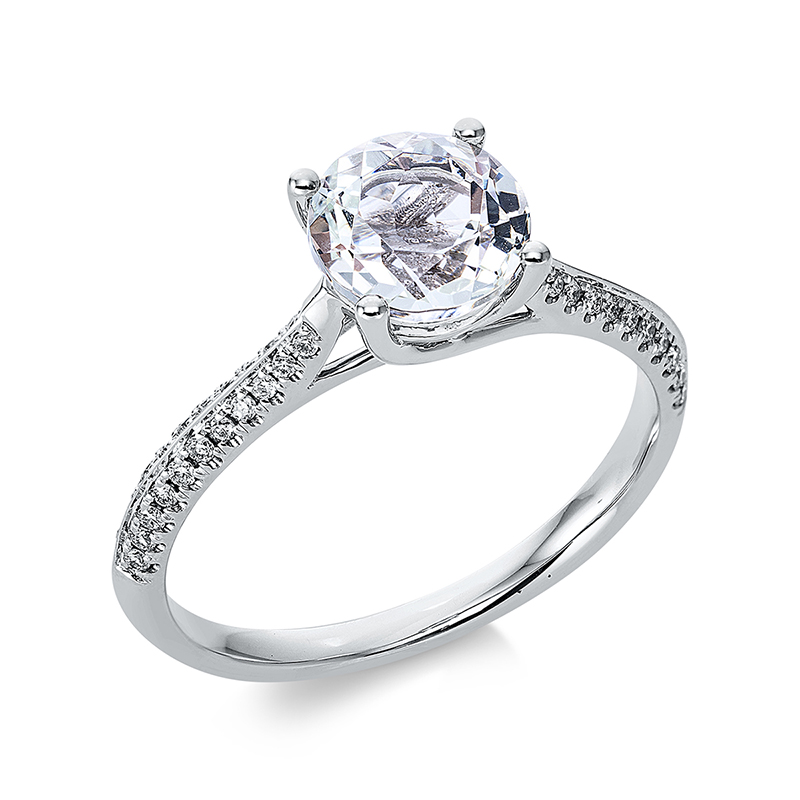 Image 90000981 - Ring 4er-Krappe 18 kt WG, 44 Brillanten 0,14 ct, TW-si, 1 Amethyst 1,29 ct grün, Ø:7,0 ...