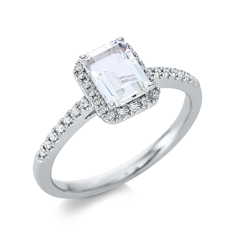 Image 90000992 - Ring 4er-Krappe 18 kt WG, 34 Brillanten 0,11 ct, TW-si, 1 Amethyst 0,93 ct grün, H:7,0 ...