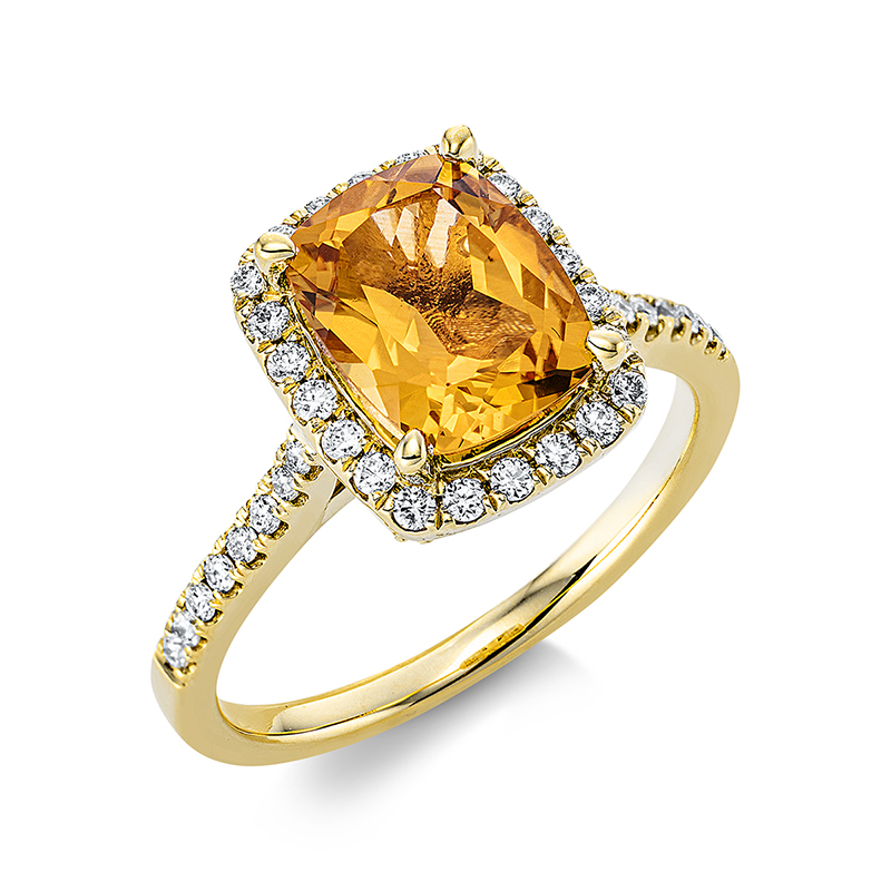 Image 90000995 - Ring 4er-Krappe 18 kt GG, 18 Brillanten 0,15 ct, TW-si, 32 Brillanten 0,21 ct, TW-si, 1 ...