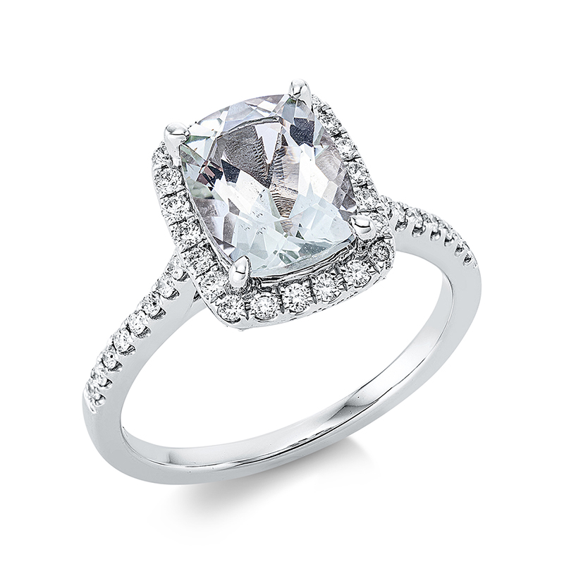 Image 90000997 - Ring 4er-Krappe 18 kt WG, 18 Brillanten 0,16 ct, TW-si, 32 Brillanten 0,20 ct, TW-si, 1 ...