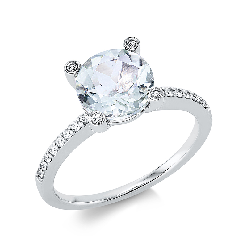 Image 90001009 - Ring 4er-Krappe 18 kt WG, 4 Brillanten 0,03 ct, TW-si, 32 Brillanten 0,19 ct, TW-si, 1 ...