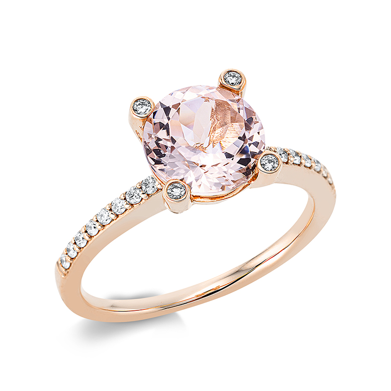Image 90001011 - Ring 4er-Krappe 18 kt RG, 4 Brillanten 0,04 ct, TW-si, 32 Brillanten 0,20 ct, TW-si, 1 ...
