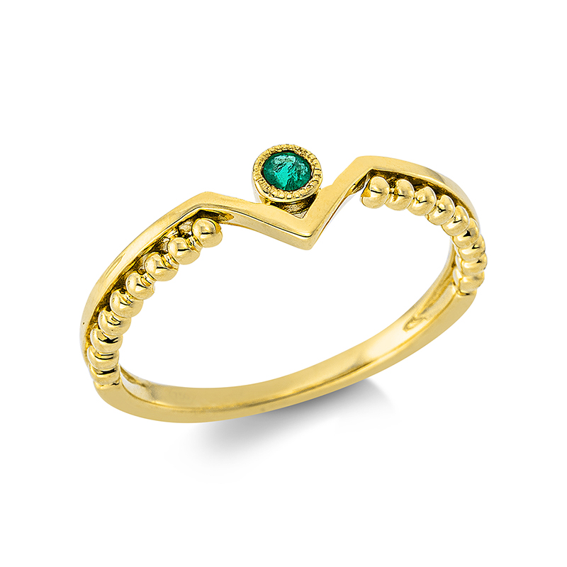 Image Ring 18 kt GG, 1 Smaragd 0,07 ct grün, B:5,1 mm, Weite:54