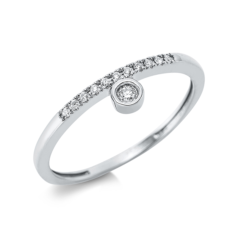 Image 90001048 - Ring 18 kt WG, 12 Brillanten 0,07 ct, TW-si, B:4,6 mm, Weite:54 =*=*= Unterkategorie: ...