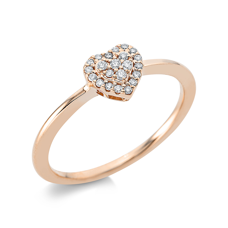 Image 90001062 - Ring 18 kt RG Herz, 22 Brillanten 0,10 ct, TW-si, H:6,6 mm, B:6,1 mm, ...