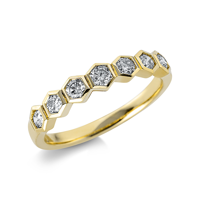 Image Ring 18 kt GG, 7 Brillanten 0,57 ct, TW-si, B:3,7 mm, Weite:54
