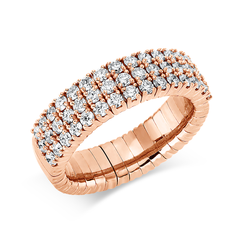 Image Ring 4er-Krappe 18 kt RG, Flex-Band, variabel, 45 Brillanten 1,16 ct, TW-si, Weite:54
