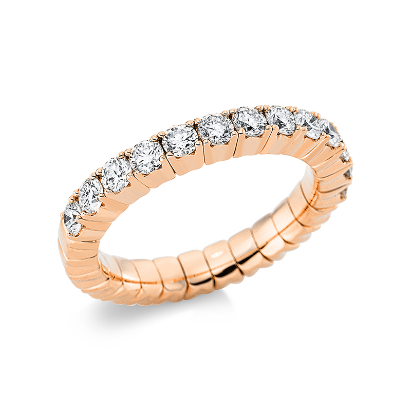 Image Ring 4er-Krappe 14 kt RG, Flex-Band, variabel, 13 Brillanten 0,97 ct, TW-si, Weite:54