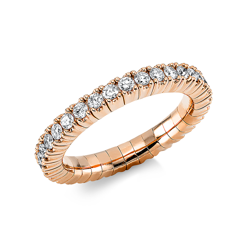 Image Ring 4er-Krappe 18 kt RG, Flex-Band, variabel, 33 Brillanten 0,94 ct, TW-si, Weite:54