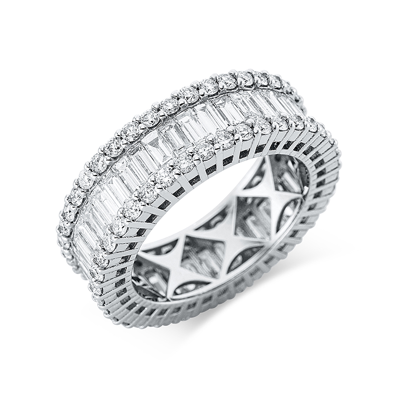 Image 90001074 - Ring 18 kt WG, 43 Baguette 2,88 ct, F-vsi, 78 Brillanten 1,45 ct, F-si, ...