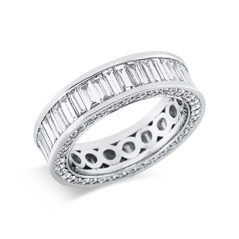 Image 90001089 - Ring 18 kt WG, 42 Baguette 3,19 ct, TW-vsi, 78 Brillanten 0,93 ct, TW-vsi, ...