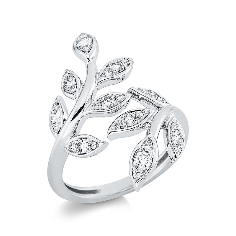 Image 90001097 - Ring 18 kt WG Blätter, 30 Brillanten 0,54 ct, TW-vsi, B:27,1 mm, ...