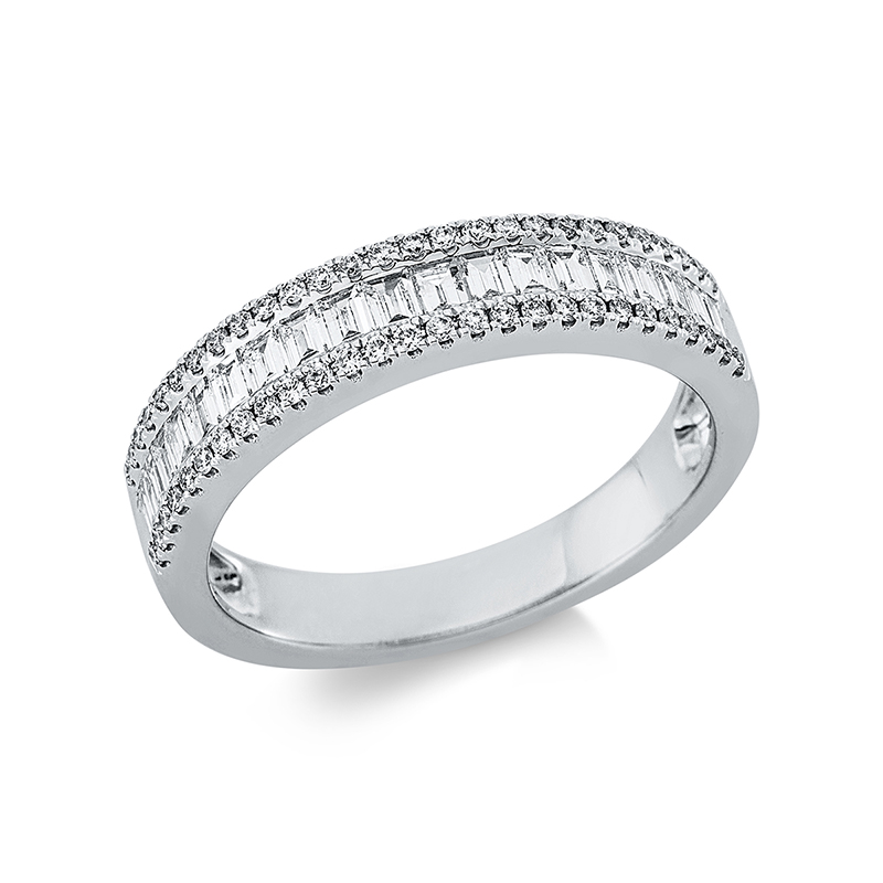 Image 90001101 - Ring 18 kt WG, 19 Baguette 0,46 ct, TW-si, 54 Brillanten 0,19 ct, TW-si, B:4,4 mm, ...