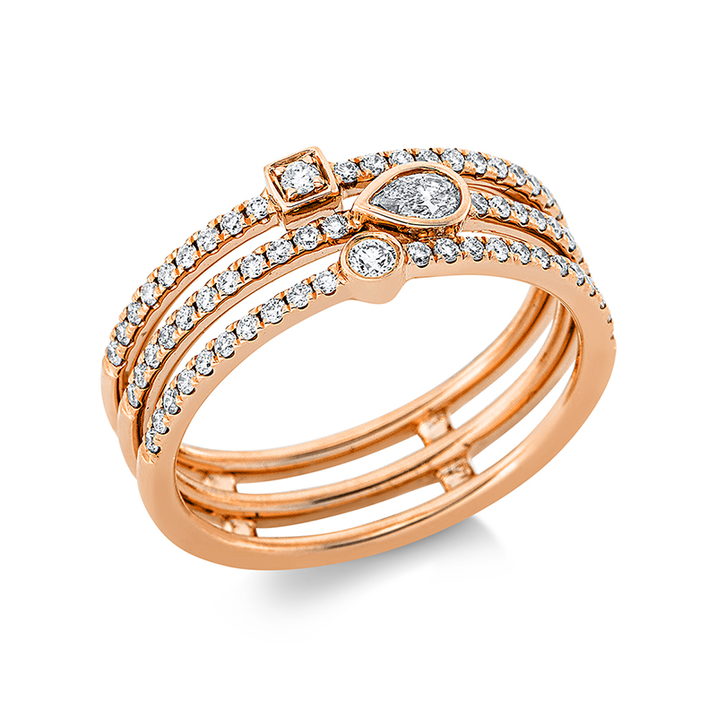 Image 90001113 - Ring 18 kt RG, 1 Brill. 0,01 ct, TW-si, 1 Brill. 0,02 ct, TW-si, 1 Tropfen 0,10 ct, ...