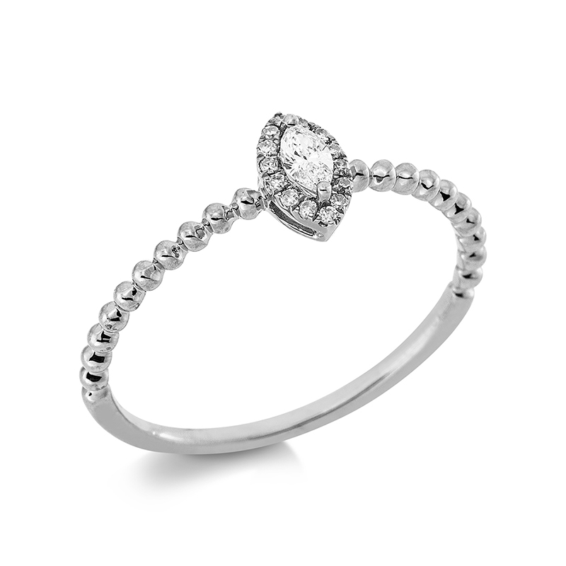 Image 90001118 - Ring 18 kt WG, 14 Diamanten 0,05 ct, W-si, 1 Navette 0,08 ct, TW-vsi, ...