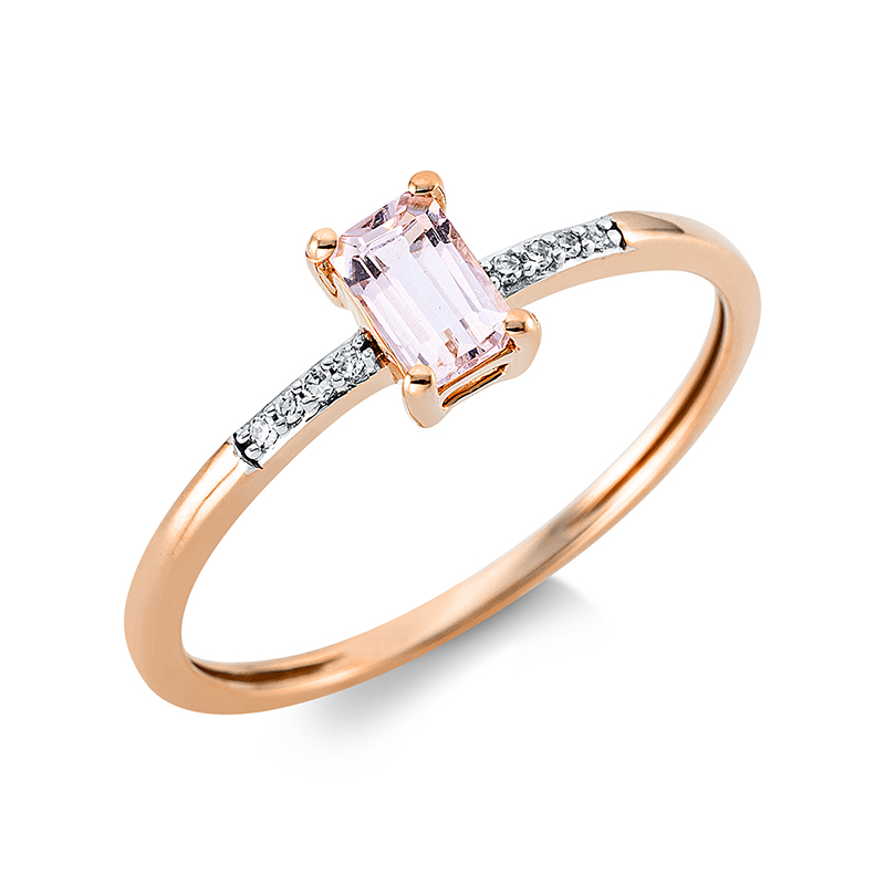 Image 90001121 - Ring 4er-Krappe 18 kt RG, 8 Diamanten 0,02 ct, TW-si, 1 Morganit 0,24 ct rosa, H:3,8 mm, ...