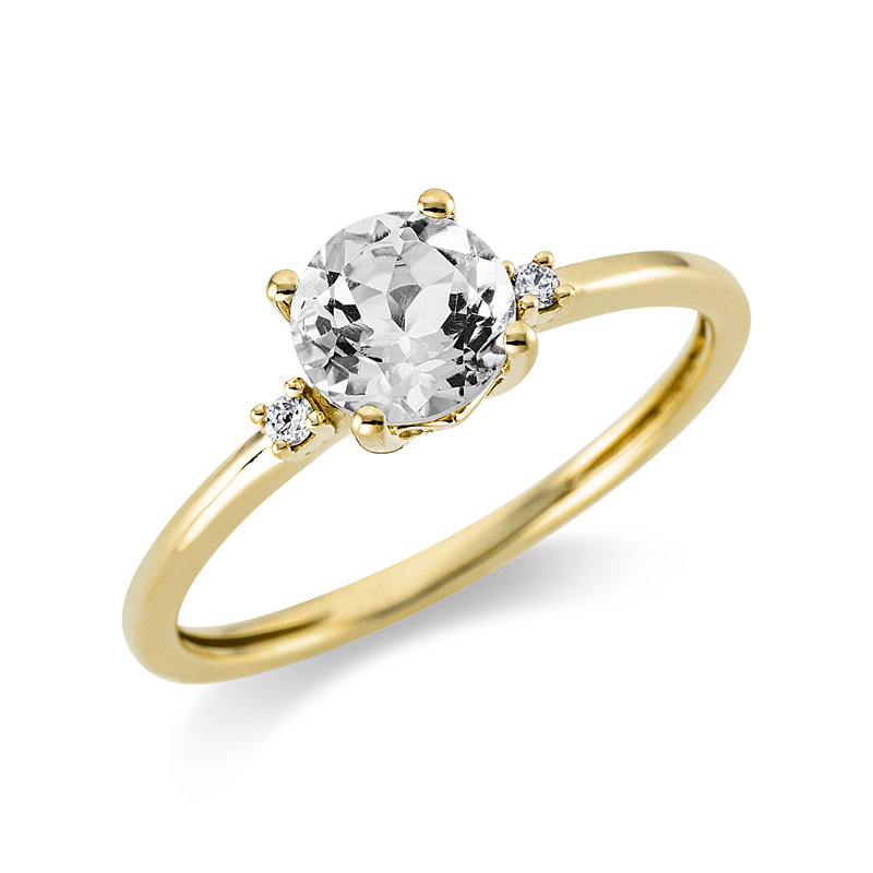 Image 90001122 - Ring 4er-Krappe 18 kt GG, Fassung rhodiniert, 2 Brillanten 0,03 ct, TW-si, 1 Amethyst ...