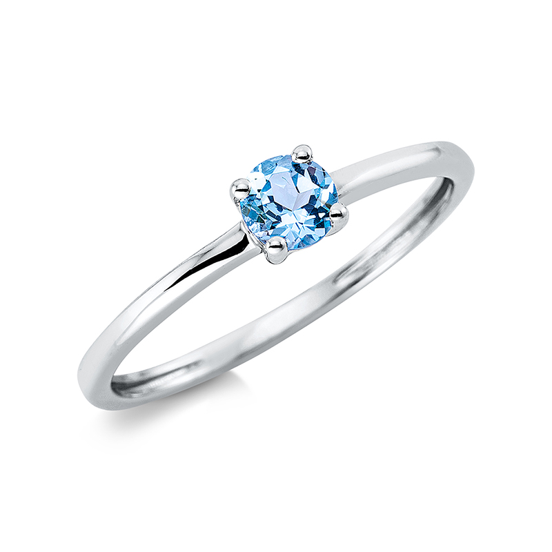 Image 90001125 - Ring 4er-Krappe 18 kt WG, 1 Topas 0,30 ct blau, H:3,9 mm, B:4,0 mm, ...