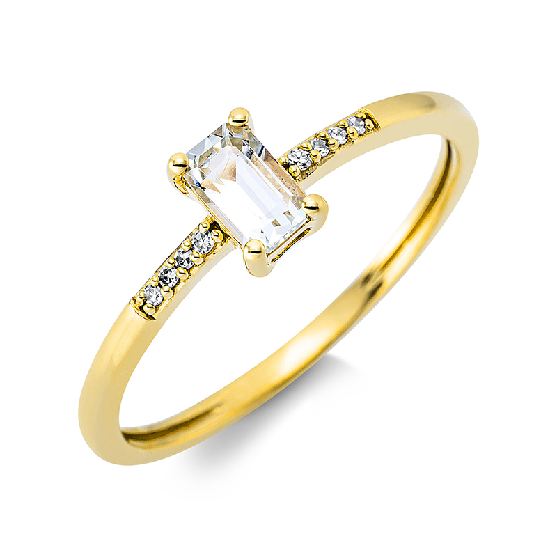 Image 90001130 - Ring 4er-Krappe 18 kt GG, 8 Diamanten 0,02 ct, TW-si, 1 Amethyst 0,29 ct grün, H:3,8 mm, ...