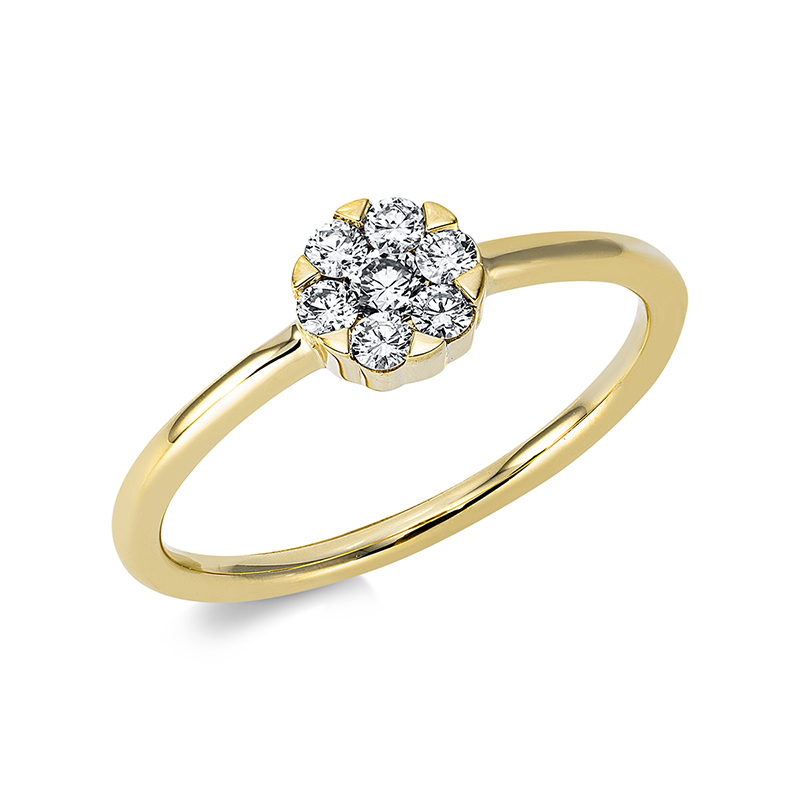 Image 90001132 - Ring 18 kt GG Kreis, 1 Brill. 0,08 ct, TW-si, 6 Brillanten 0,17 ct, TW-si, Ø:5,8 mm, ...