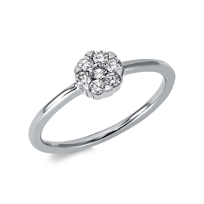 Image 90001134 - Ring 18 kt WG Kreis, 1 Brill. 0,08 ct, TW-si, 6 Brillanten 0,17 ct, TW-si, ...