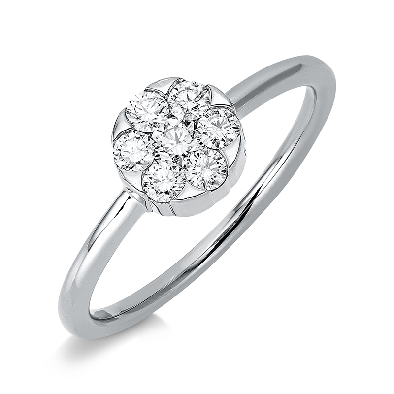 Image 90001138 - Ring 18 kt WG Kreis, 1 Brill. 0,10 ct, TW-si, 6 Brillanten 0,27 ct, TW-si, ...