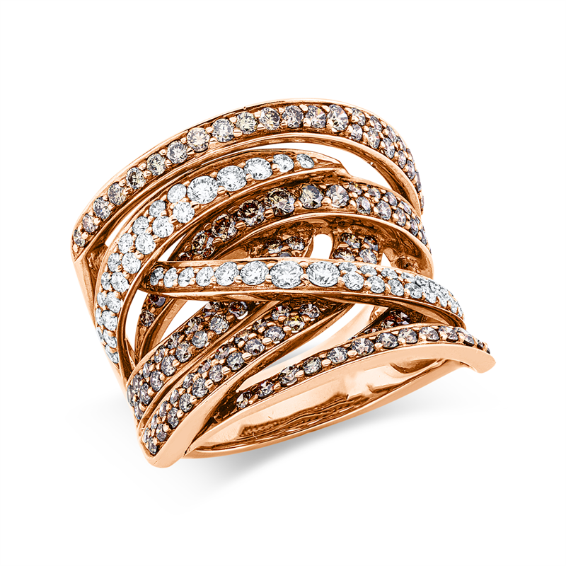 Image 90001140 - Ring 18 kt RG, 56 Brillanten 0,68 ct, TW-vsi/si, 127 Brillanten 1,64 ct, braun, ...