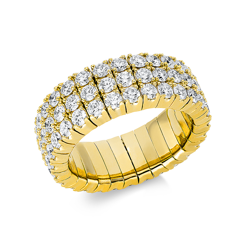 Image 90001152 - Ring 4er-Krappe 18 kt GG, Flex-Band, variabel, 84 Brillanten 4,10 ct, TW-si, B:8,2 mm, ...