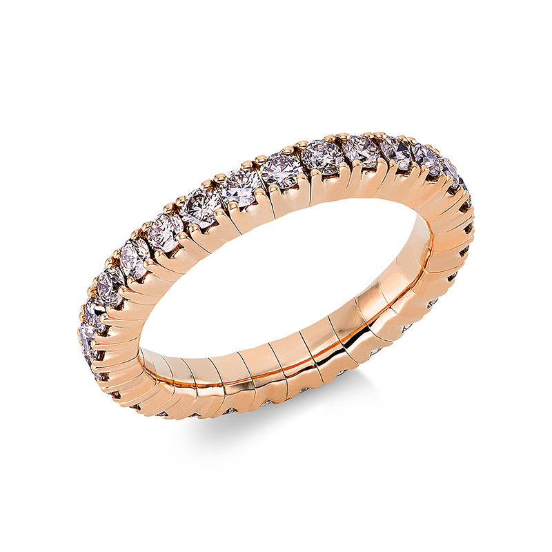 Image 90001155 - Ring 4er-Krappe 18 kt RG, Flex-Band, variabel, 29 Brillanten 1,40 ct, braun, B:3,2 mm, ...