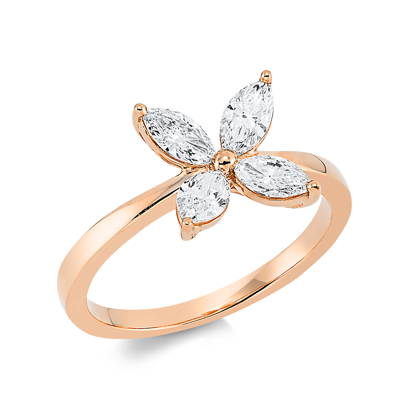 Image 90001156 - Ring 18 kt RG, 4 Navette 0,77 ct, TW-si, H:9,5 mm, B:9,5 mm, ...