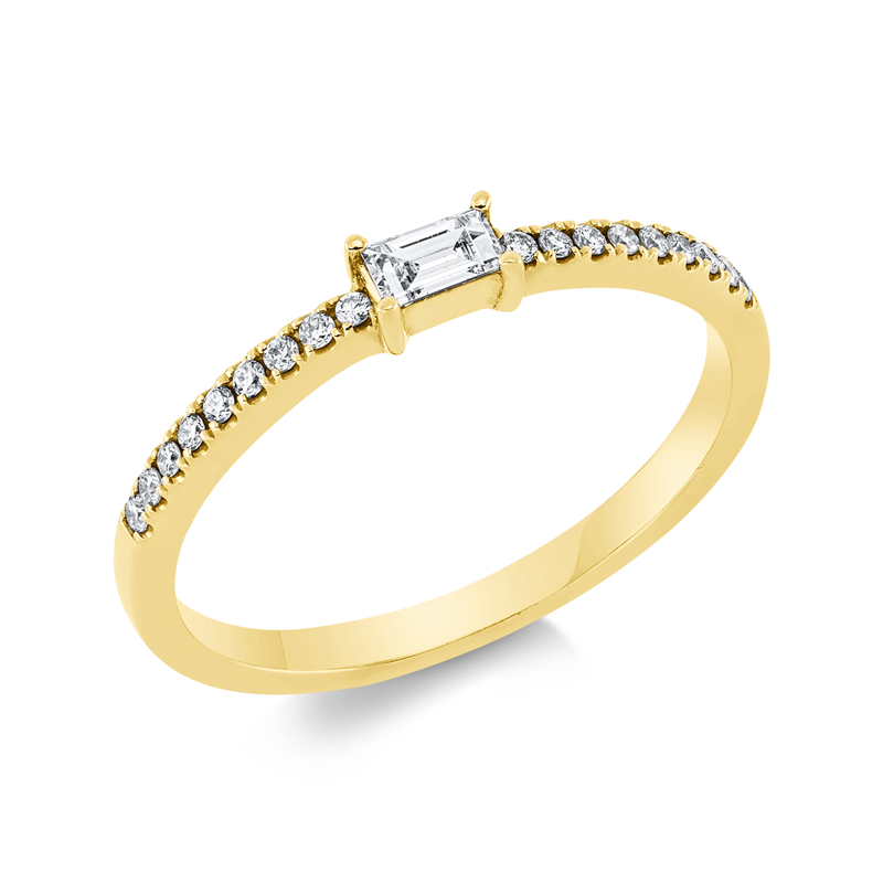Image 90001172 - Ring 18 kt GG, 1 Bag. 0,12 ct, TW-si, 18 Brillanten 0,09 ct, TW-si, ...