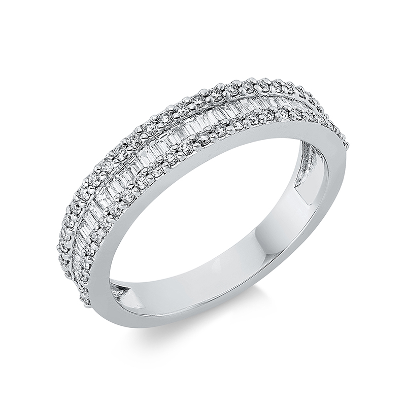 Image 90001174 - Ring 18 kt WG, 34 Baguette 0,28 ct, TW-si, 50 Brillanten 0,26 ct, TW-si, B:3,3 mm, ...