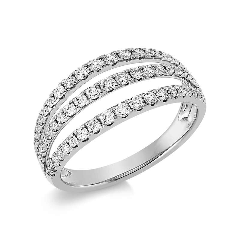 Image 90001175 - Ring 18 kt WG, 21 Brillanten 0,33 ct, TW-si, 38 Brillanten 0,24 ct, TW-si, B:8,5 mm, ...