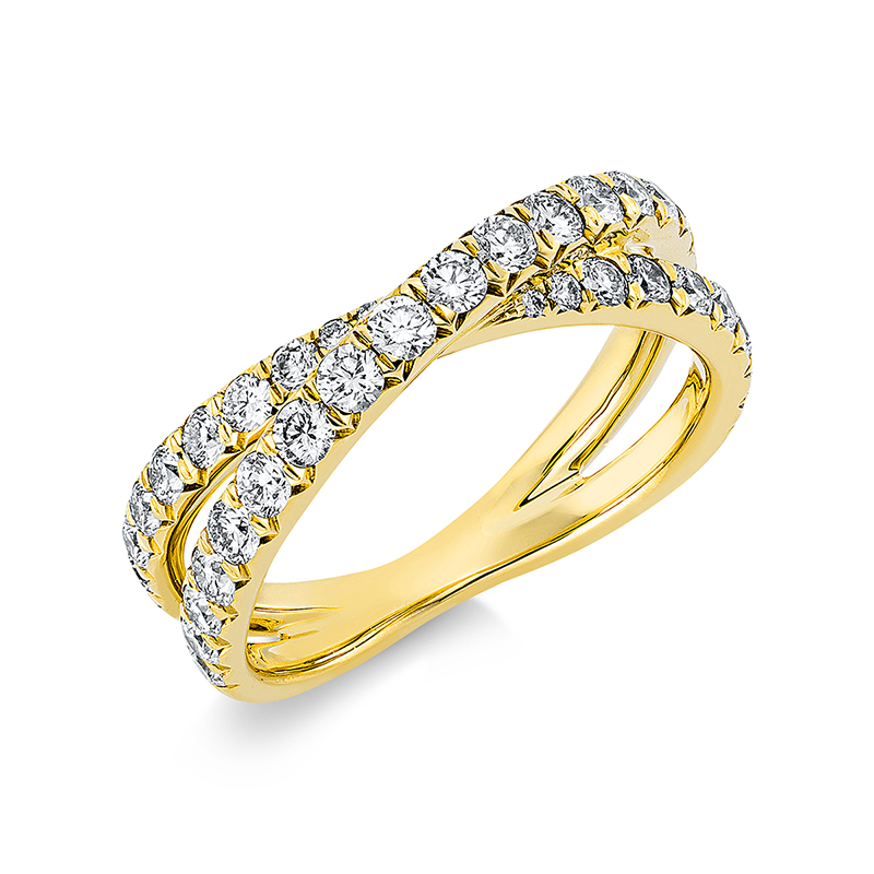 Image 90001181 - Ring 18 kt GG, 2 Brillanten 0,05 ct, TW-si, 31 Brillanten 0,96 ct, TW-si, 4 Brillanten ...