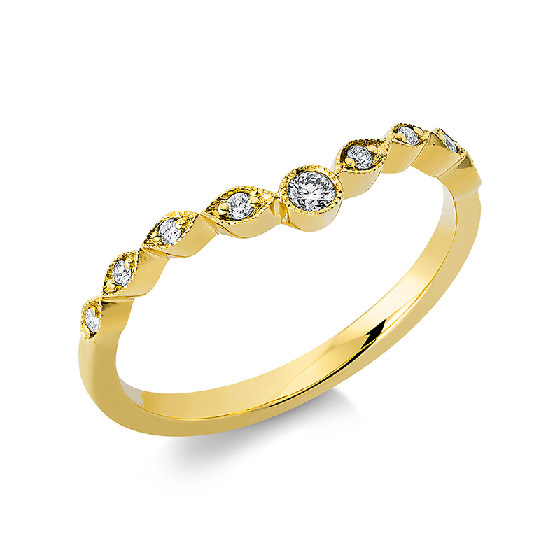 Image 90001189 - Ring 18 kt GG, 9 Brillanten 0,09 ct, TW-si, B:3,8 mm, Weite:53 =*=*= Unterkategorie: ...