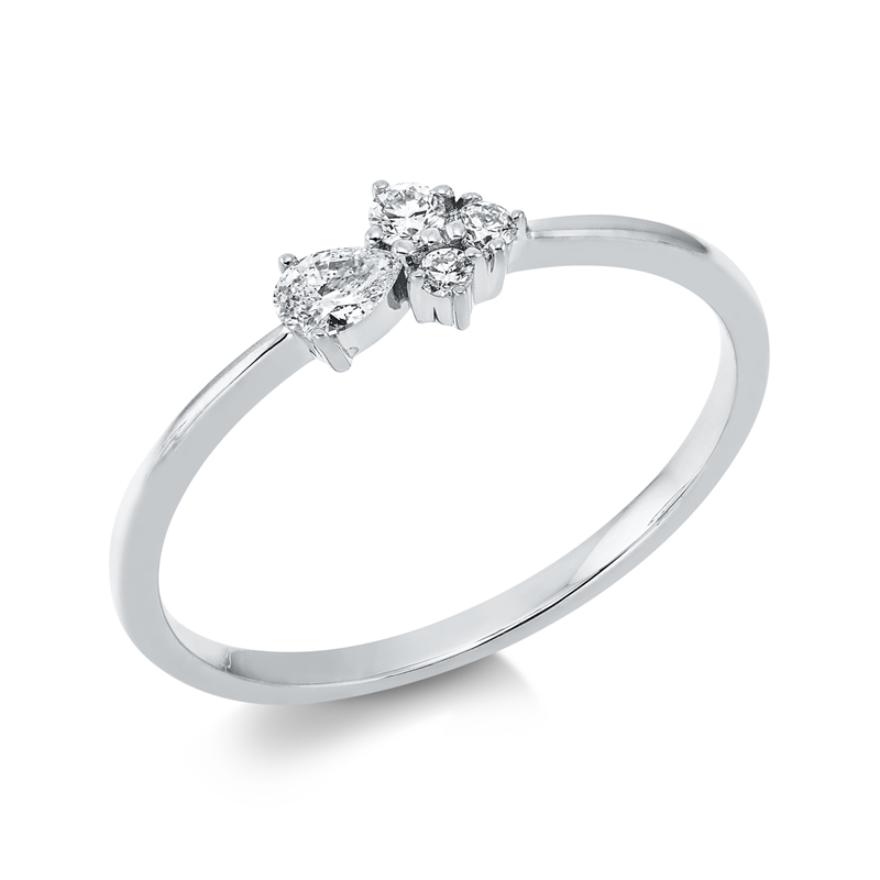Image 90001196 - Ring 18 kt WG, 1 Tropfen 0,08 ct, TW-si, 3 Brillanten 0,08 ct, W-si, ...