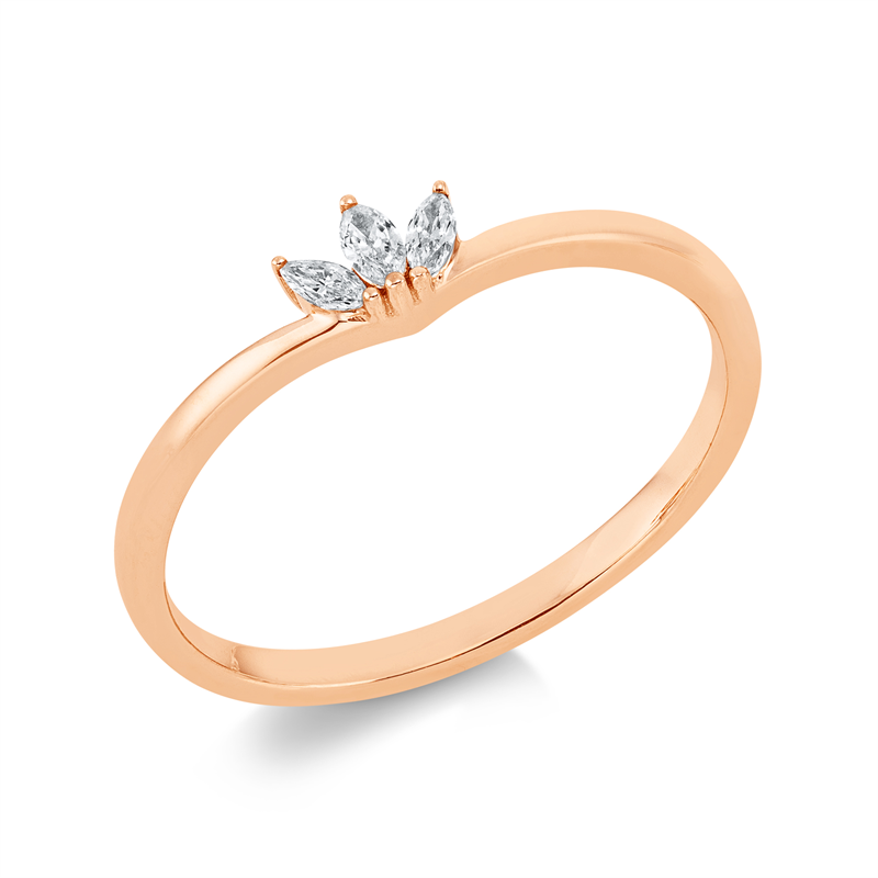 Image 90001201 - Ring 18 kt RG, 3 Navette 0,10 ct, TW-si, H:5,6 mm, B:3,9 mm, ...
