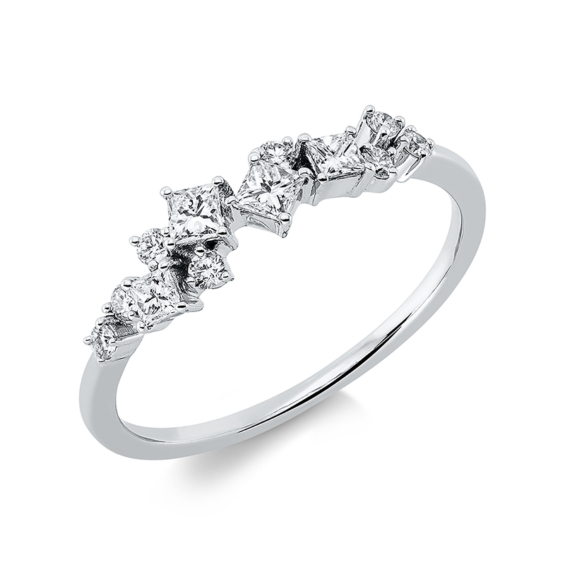 Image 90001211 - Ring 18 kt WG, 4 Princ. 0,27 ct, TW-si, 8 Brillanten 0,12 ct, TW-pi, ...