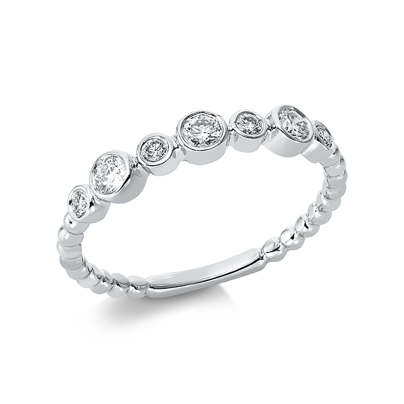 Image 90001219 - Ring 18 kt WG, 4 Brillanten 0,09 ct, TW-si, 3 Brillanten 0,19 ct, TW-si, ...