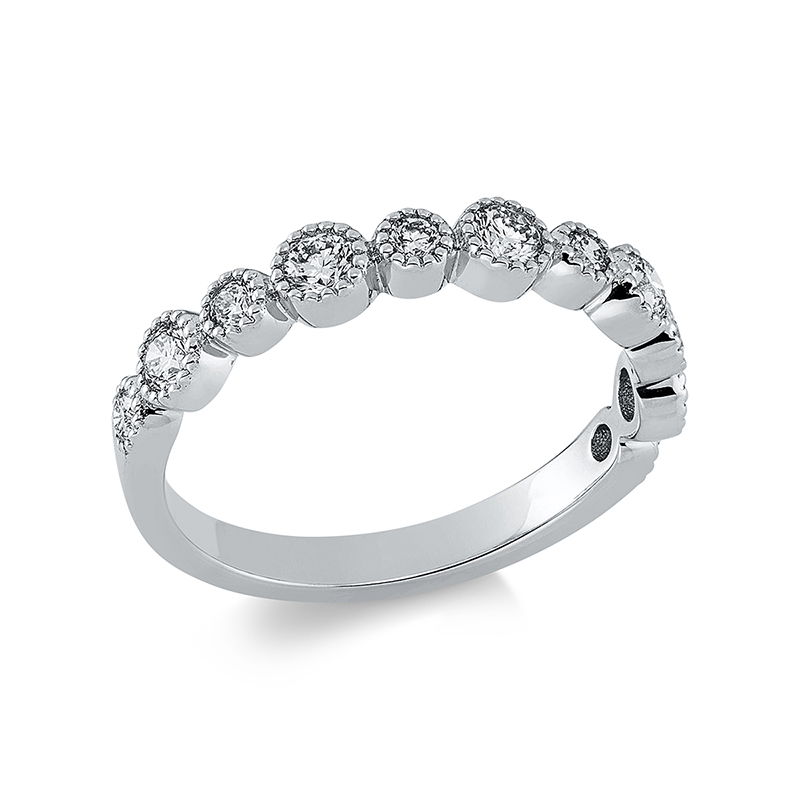 Image 90001221 - Ring 18 kt WG, 5 Brillanten 0,38 ct, W-si, 6 Brillanten 0,19 ct, W-si, B:3,4 mm, ...
