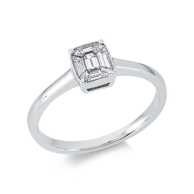 Image 90001225 - Ring 18 kt WG, 9 Fant-Schl. 0,32 ct, TW-si, Weite:54 =*=*= Unterkategorie: Baguette ...