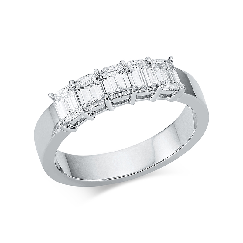Image 90001231 - Ring 18 kt WG, 5 Sm.schliff 1,21 ct, TW-si, Weite:54 =*=*= Unterkategorie: Memoire ...