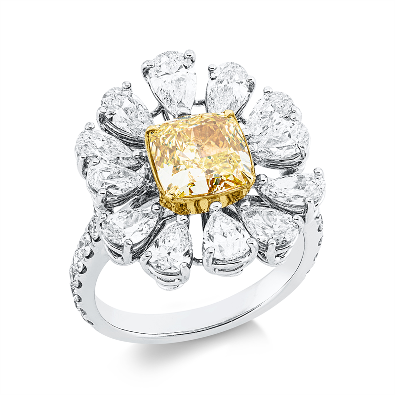 Image 90001234 - Ring 4er-Krappe 18 kt WG GG, GIA 6232723385, 10 Tropfen 1,79 ct, F-vsi, 2 Tropfen 0,54 ...