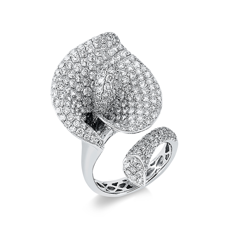 Image 90001236 - Ring 18 kt WG Blume/Blumen, 272 Brillanten 4,60 ct, TW-vsi, ...