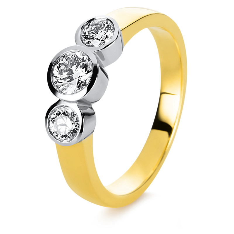 Image 90001247 - Ring Zarge 18 kt GG WG, 3 Brillanten 0,68 ct, TW-vsi, Weite:54 =*=*= Unterkategorie: ...